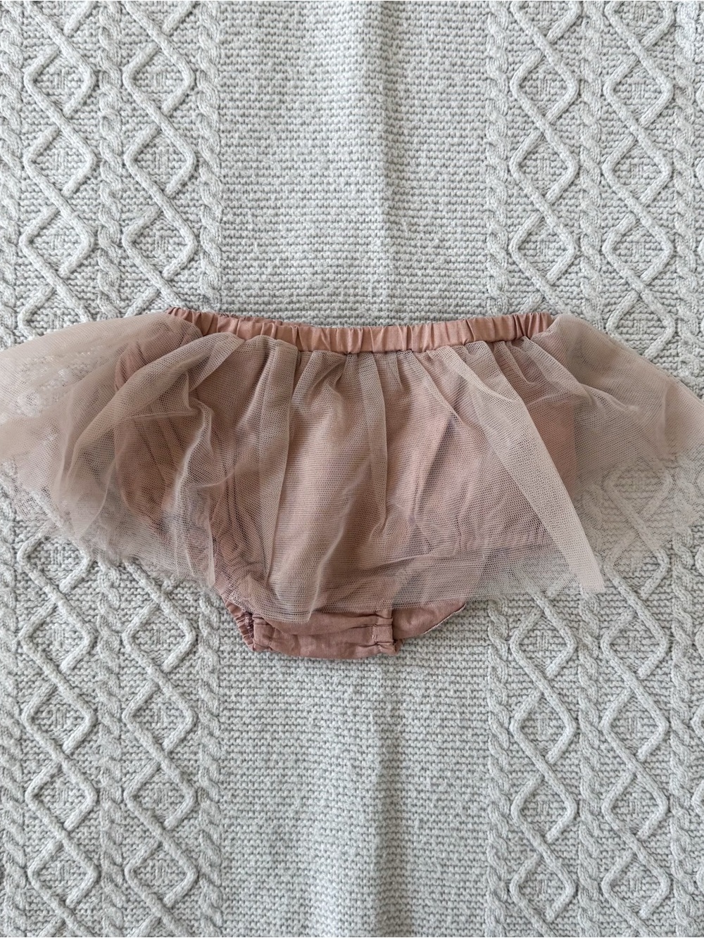 Dusty Rose Baby Bloomers with Tulle Skirt Overlay 6M